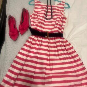 LILLY PULITZER PINK & WHITE PREPPY STRIPED EASTER DRESS SZ 8 FORMAL & CASUAL